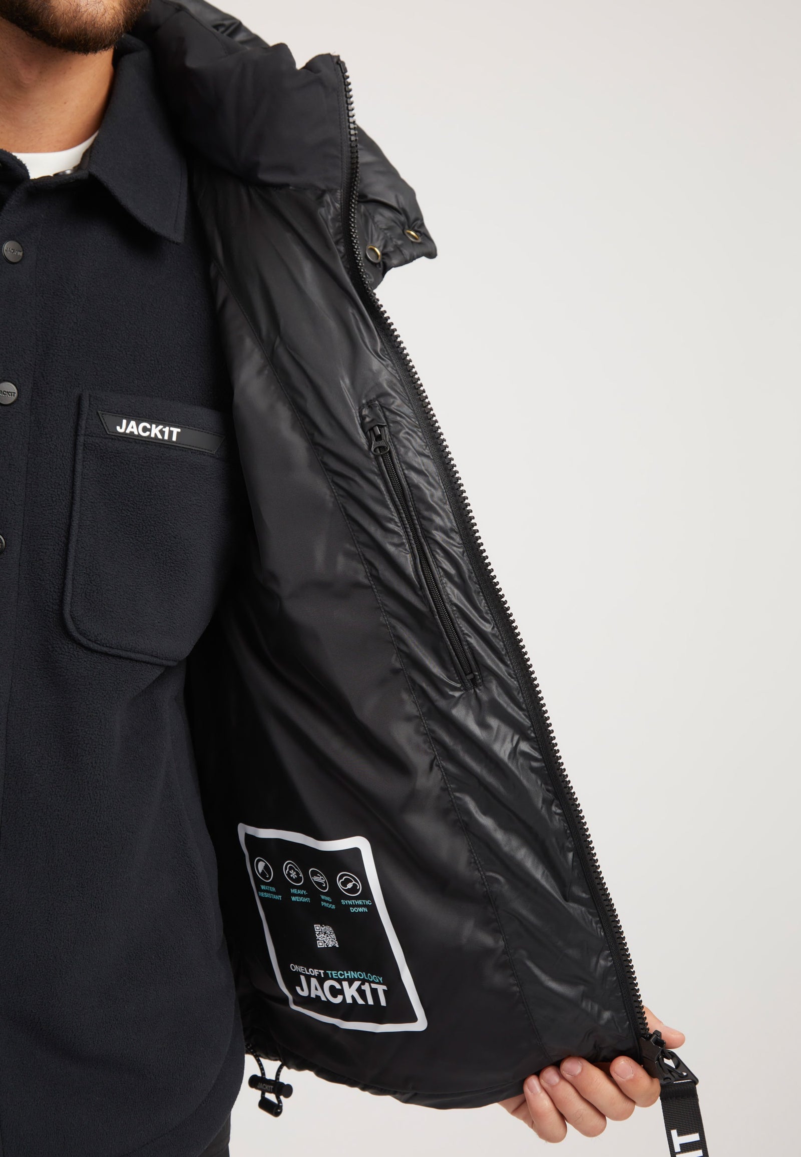 Expedition Parka Black/Black detail shot by JACK1T