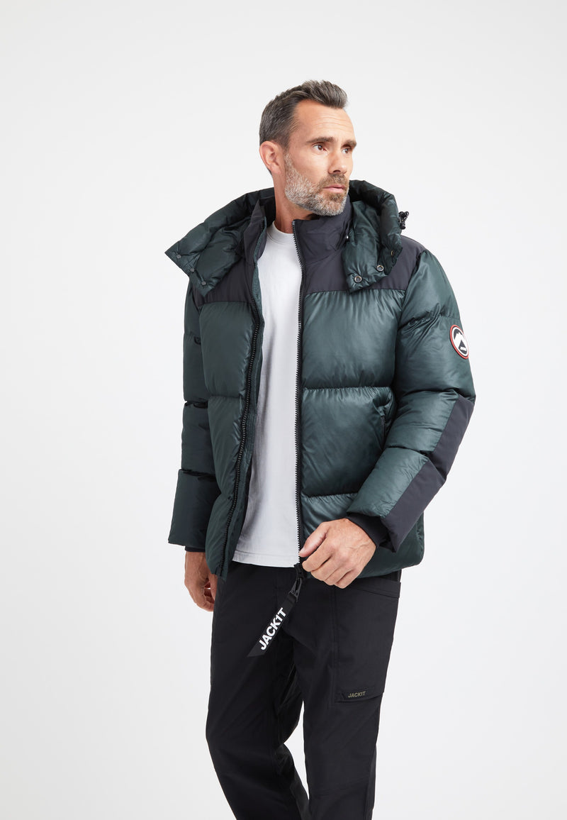 Expedition Parka Olive on model front view by JACK1T