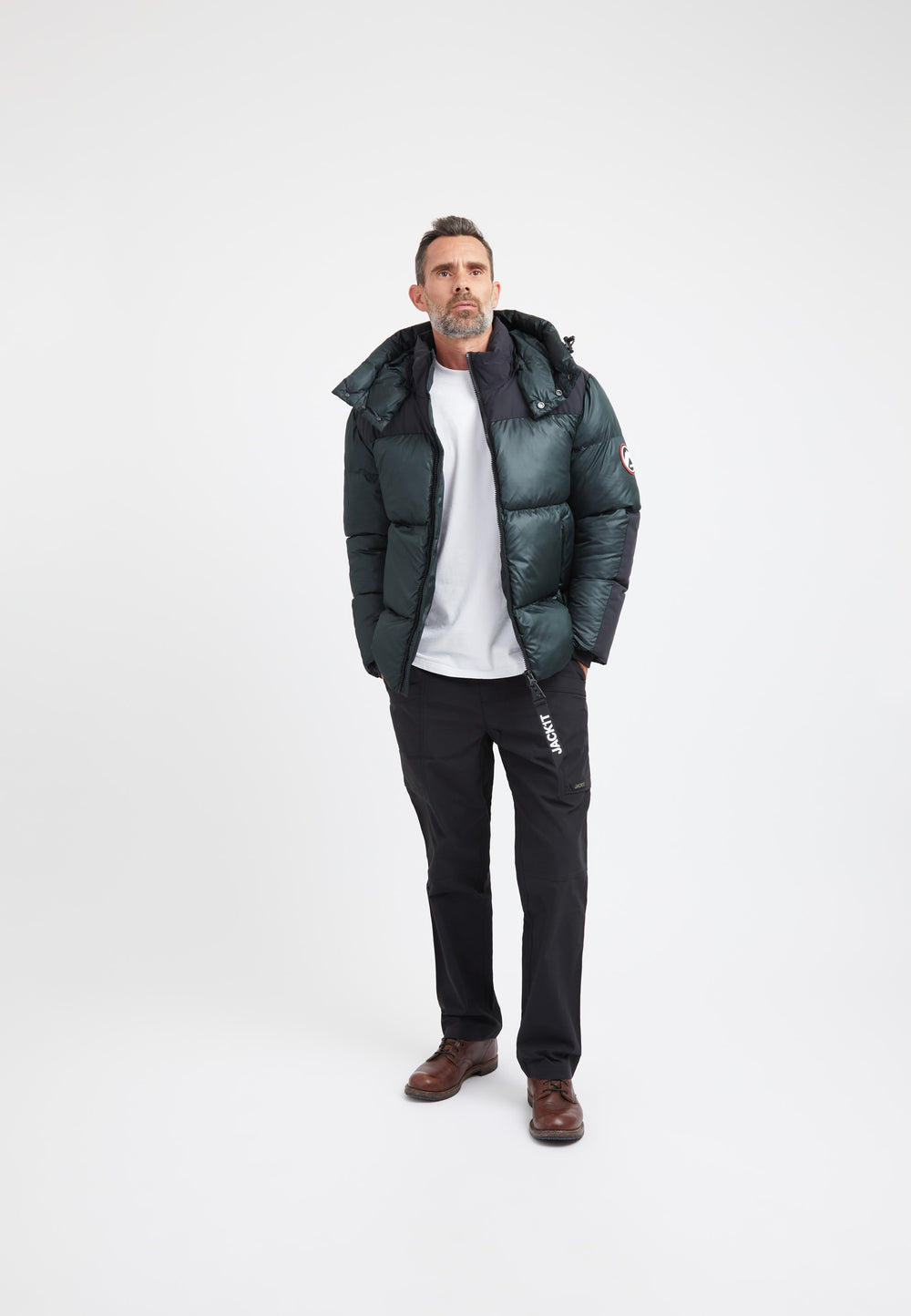 Expedition Parka Olive on model detail by JACK1T
