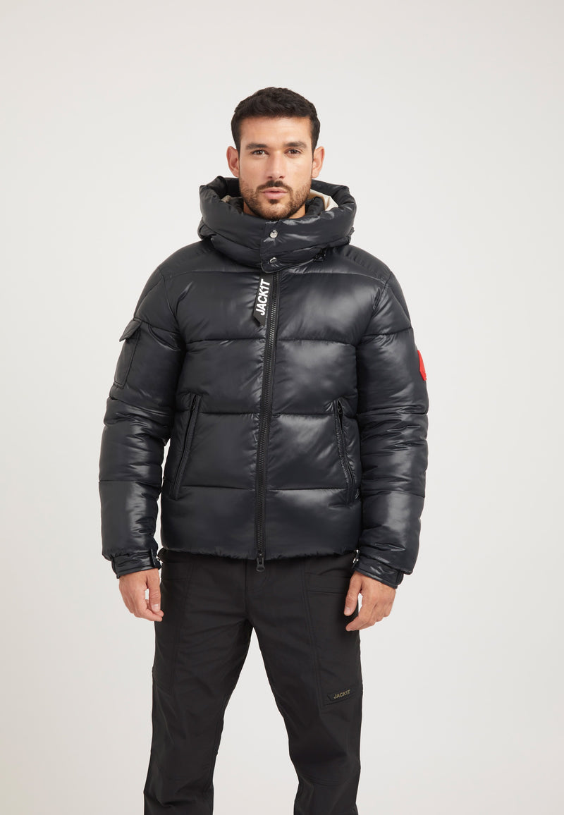 EZ Slick Racer Jacket Black/Stone on model front view by JACK1T