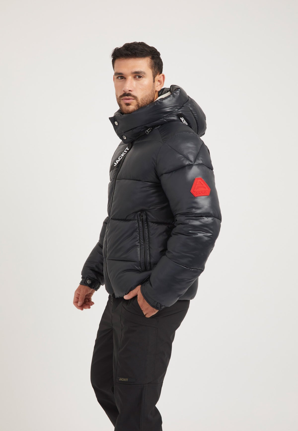 EZ Slick Racer Jacket Black/Stone on model back view by JACK1T