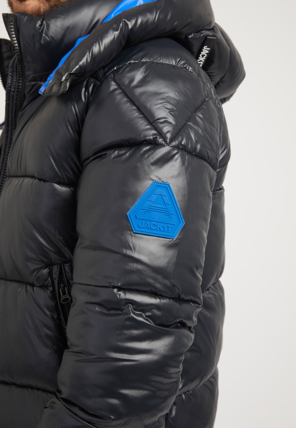 EZ Slick Racer Jacket Black/Glacial Blue detail shot by JACK1T