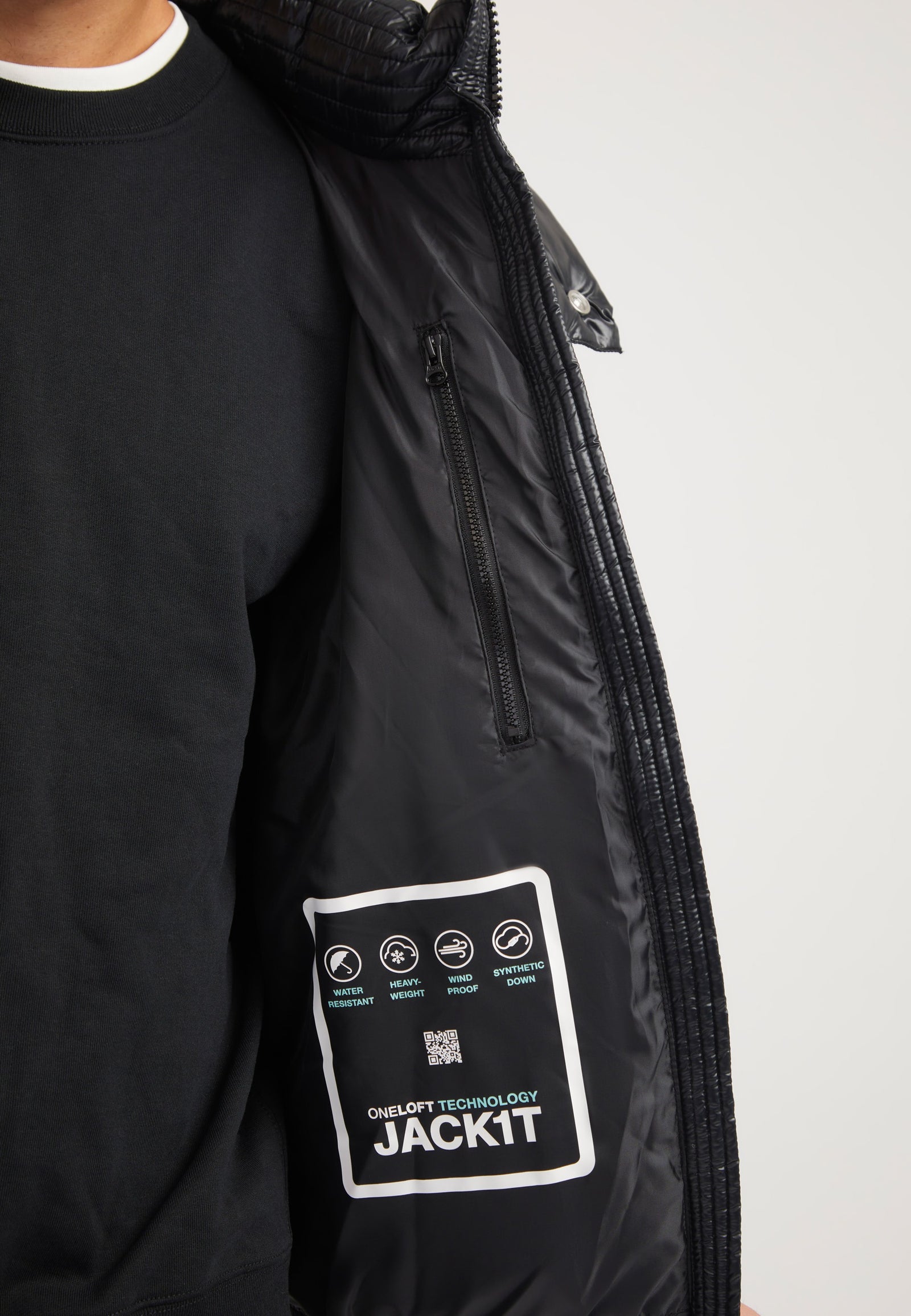 EZ Slick Racer Jacket Black/Glacial Blue detail shot by JACK1T