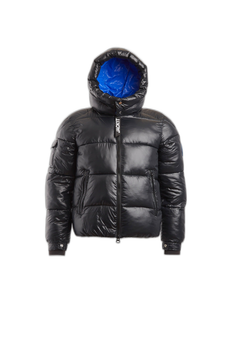 EZ Slick Racer Jacket Black Glacial Blue flat lay cutout