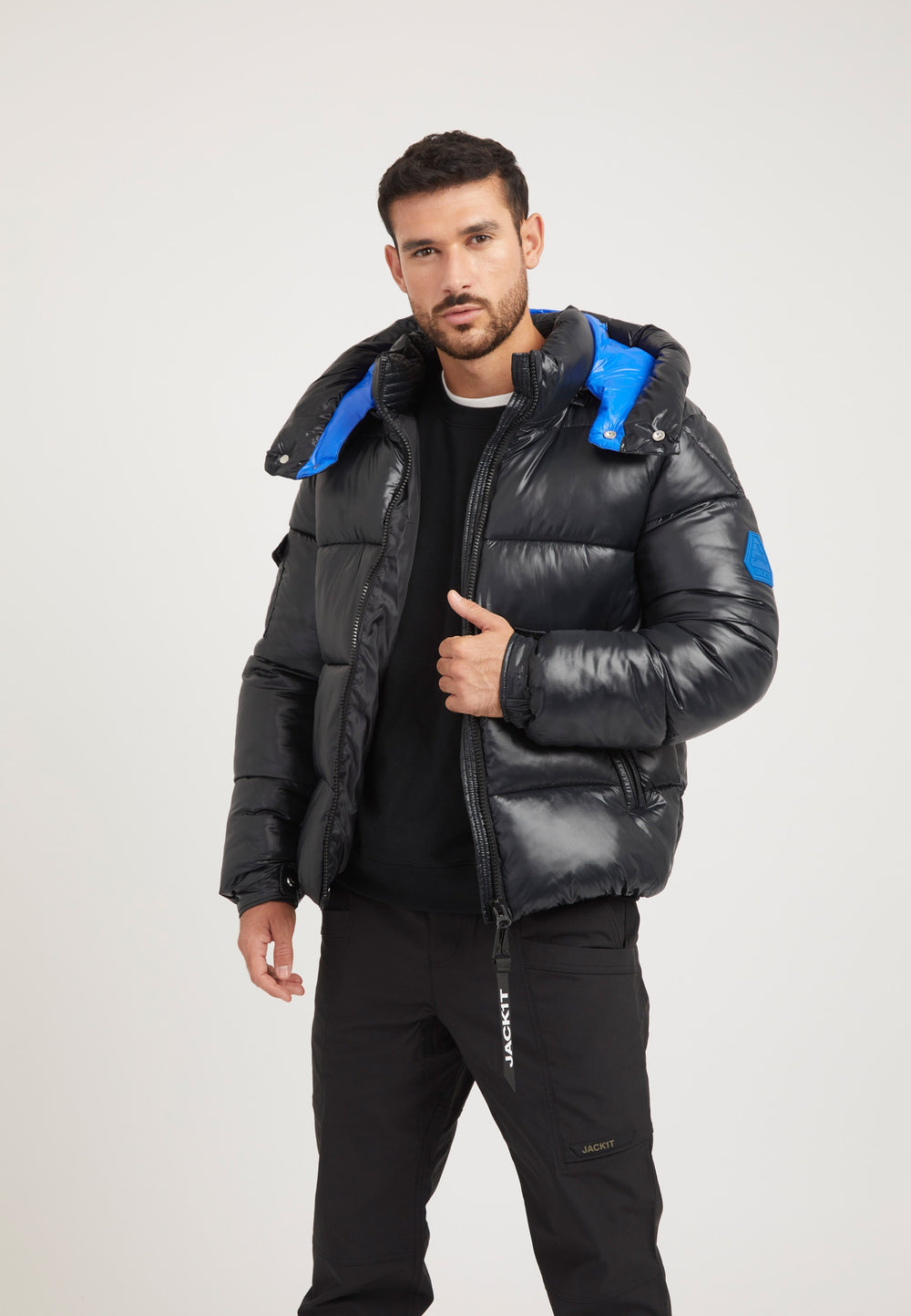 EZ Slick Racer Jacket Black/Glacial Blue styled shot by JACK1T