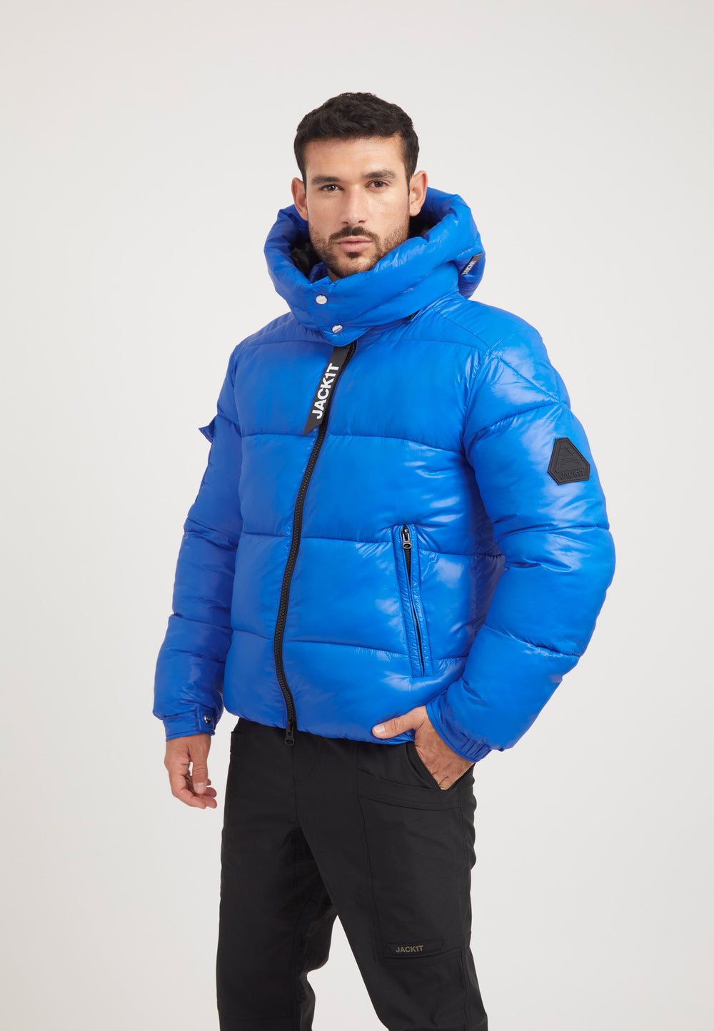 EZ Slick Racer Jacket Glacial Blue on model back view by JACK1T
