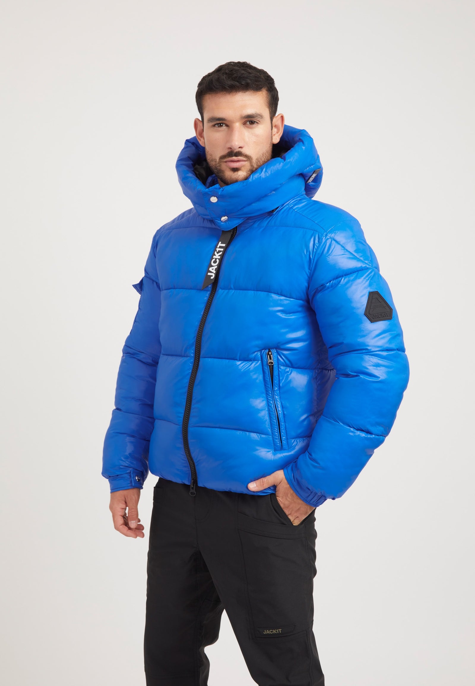 EZ Slick Racer Jacket Glacial Blue on model back view by JACK1T