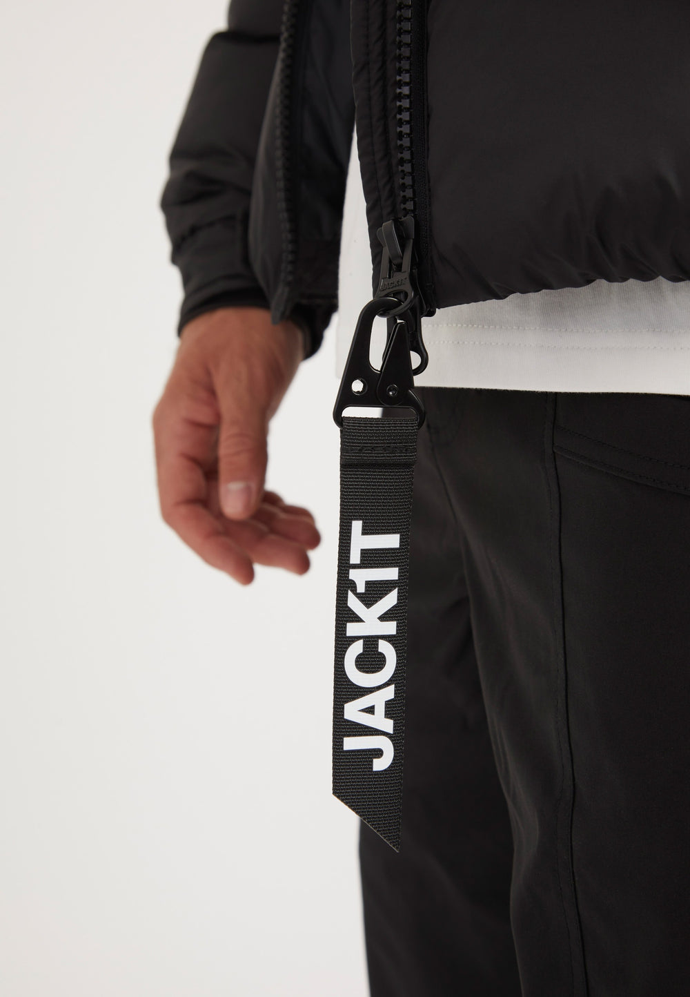 EZ Puffer Racer Jacket Matt Black detail shot by JACK1T