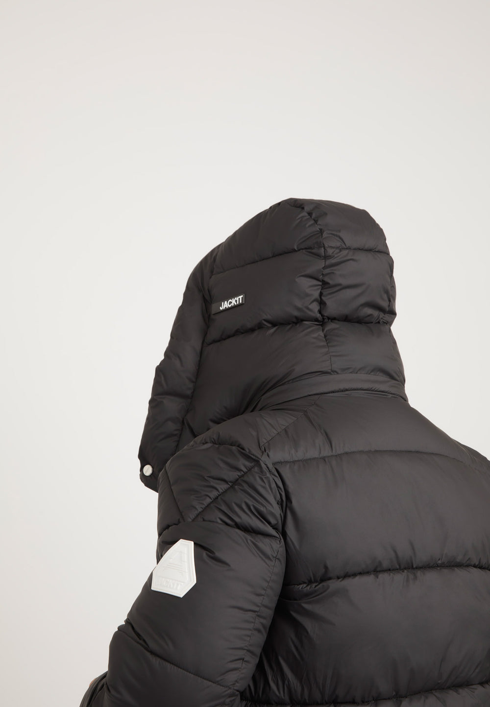 EZ Puffer Racer Jacket Matt Black detail shot by JACK1T
