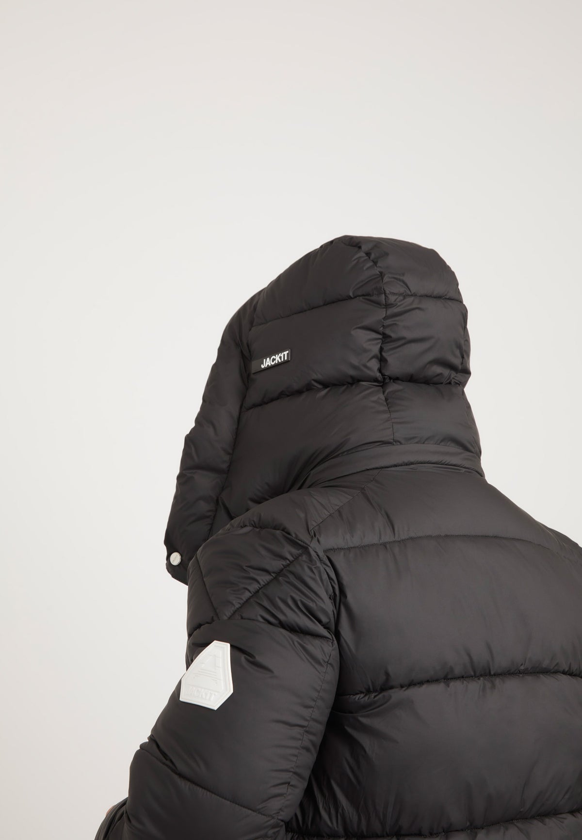 EZ Puffer Racer Jacket Matt Black detail shot by JACK1T