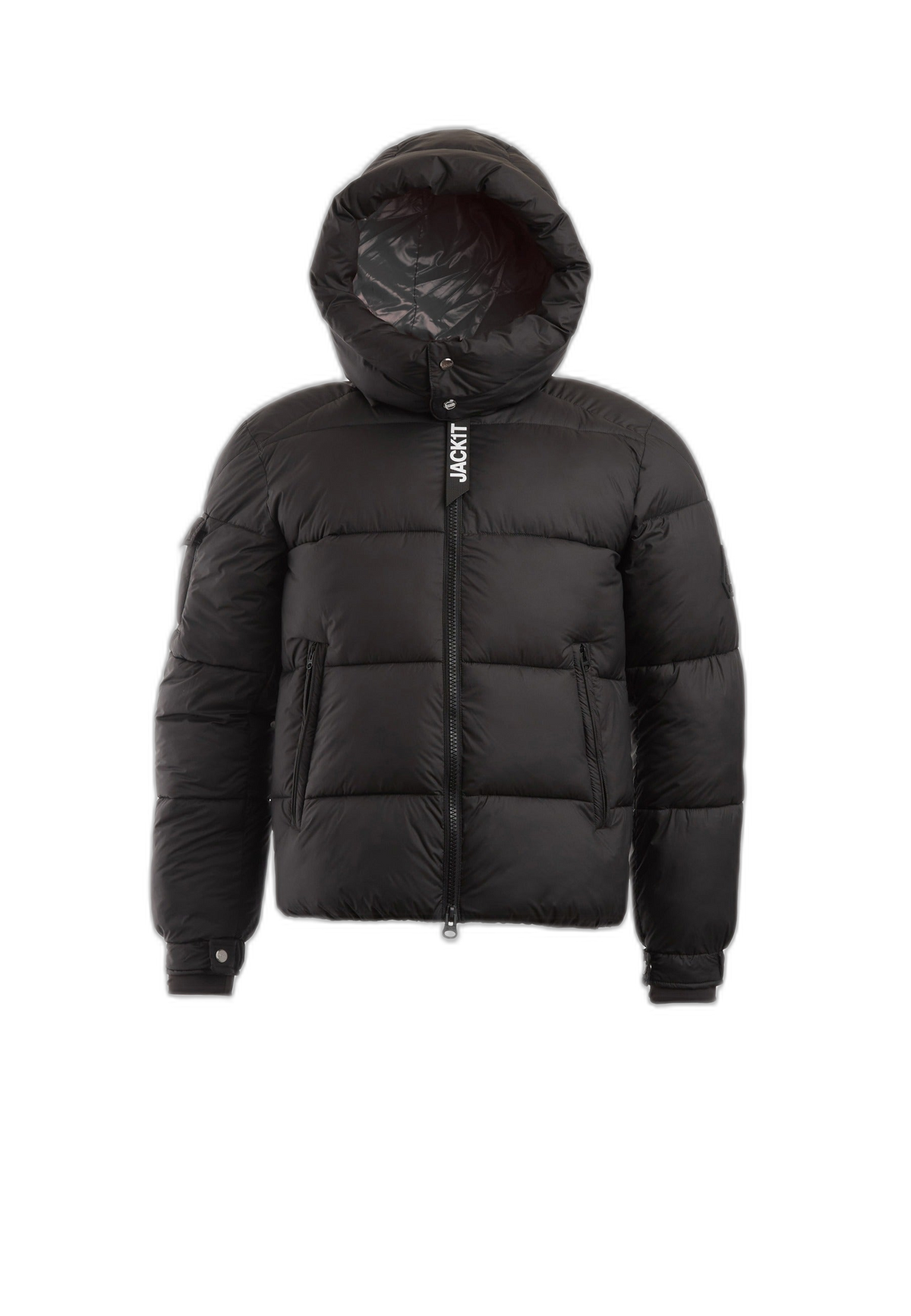 EZ Puffer Racer Jacket Matt Black flat lay cutout