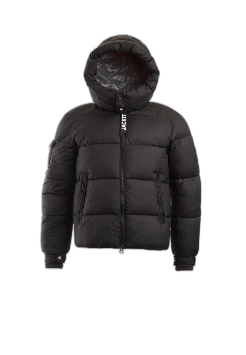 EZ Puffer Racer Jacket Matt Black flat lay cutout