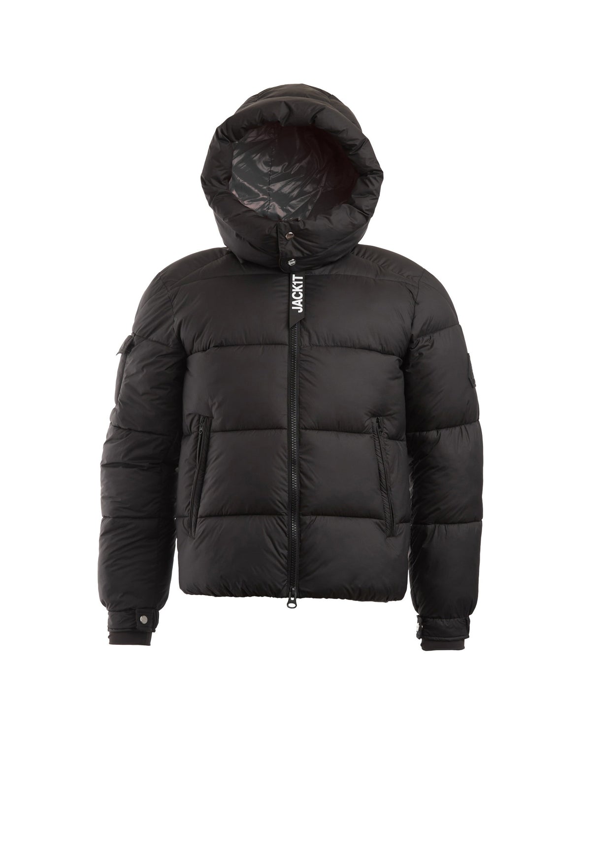 EZ Puffer Racer Jacket Matt Black flat lay swatch