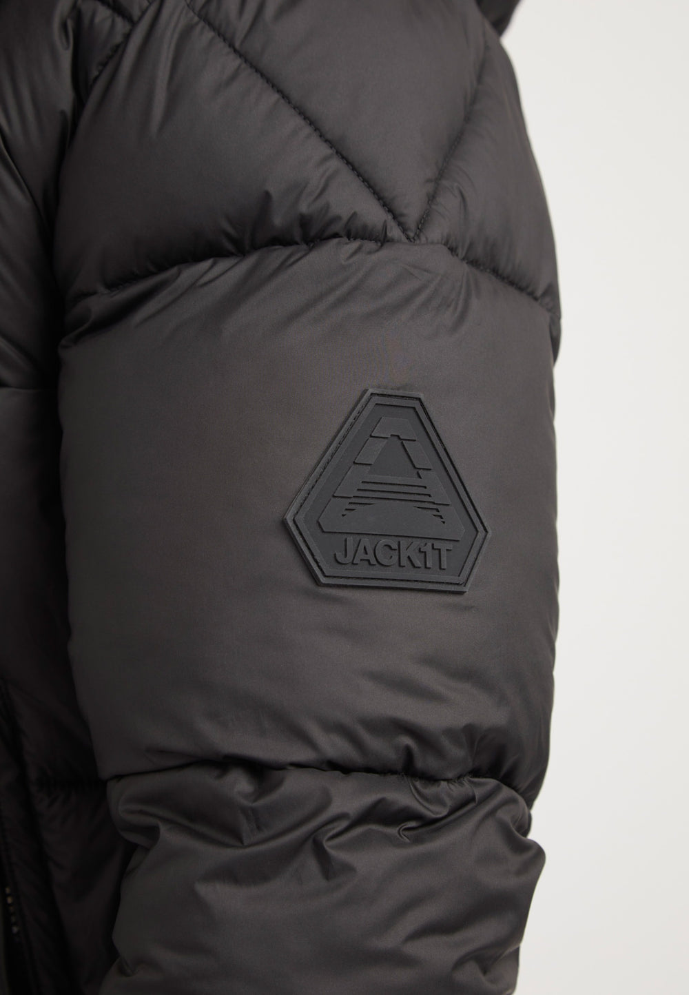 EZ Puffer Racer Jacket Black/Cherry Red detail shot by JACK1T