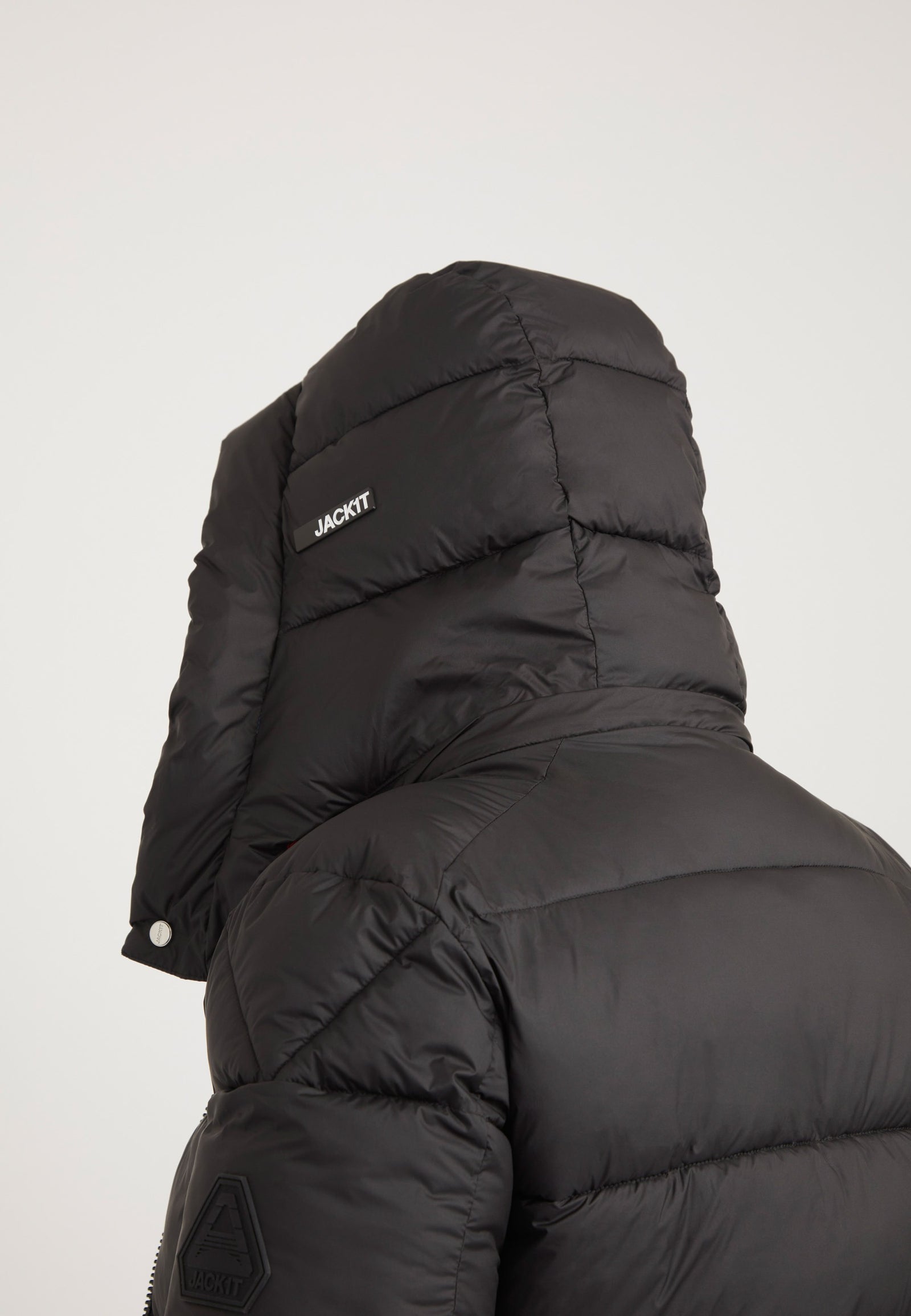 EZ Puffer Racer Jacket Black/Cherry Red detail shot by JACK1T