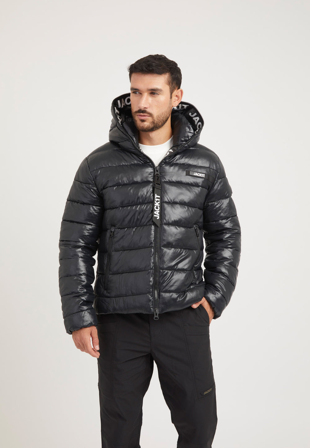 R3D Slick Racer Jacket Black on model front view by JACK1T
