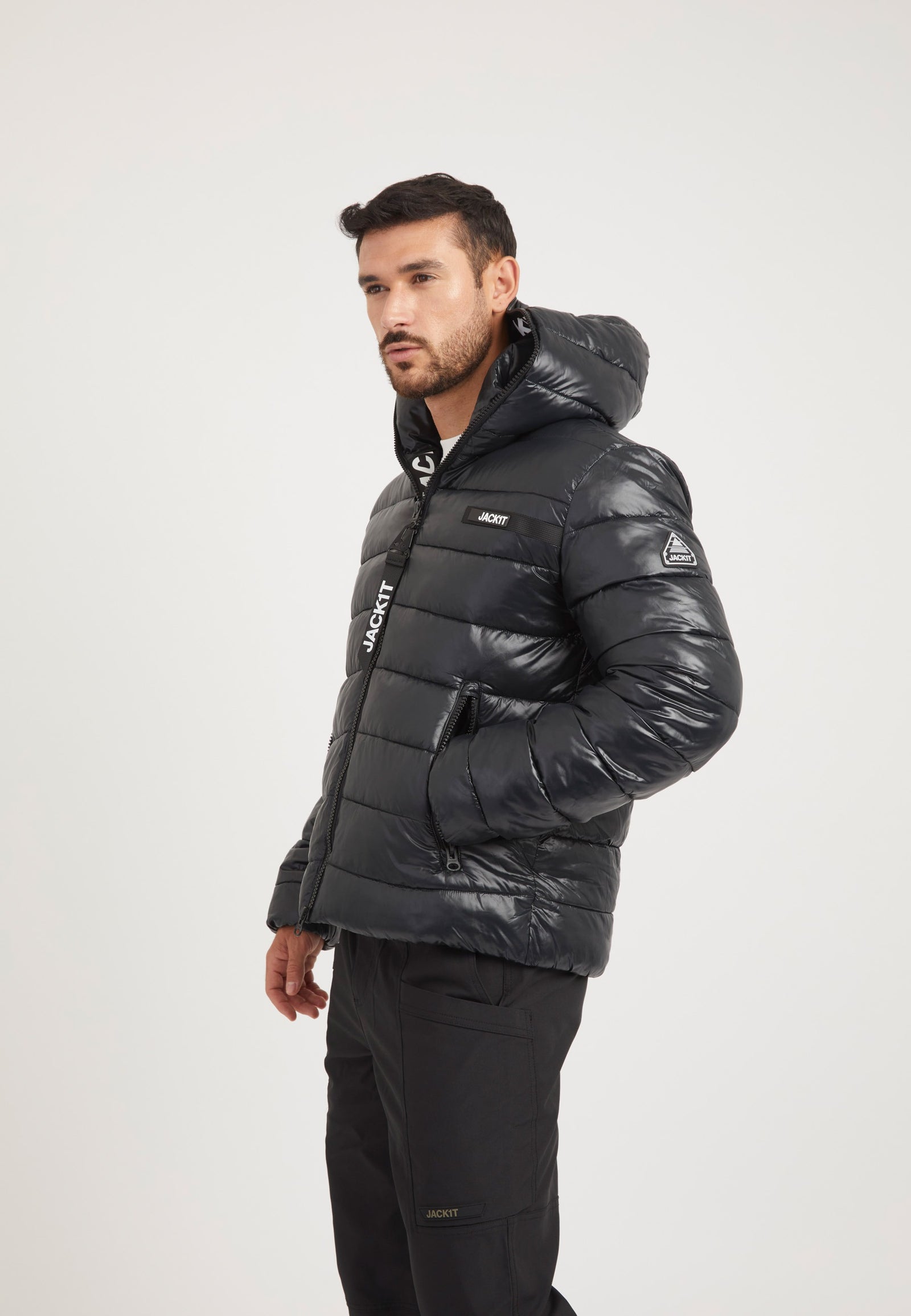 R3D Slick Racer Jacket Black on model back view by JACK1T