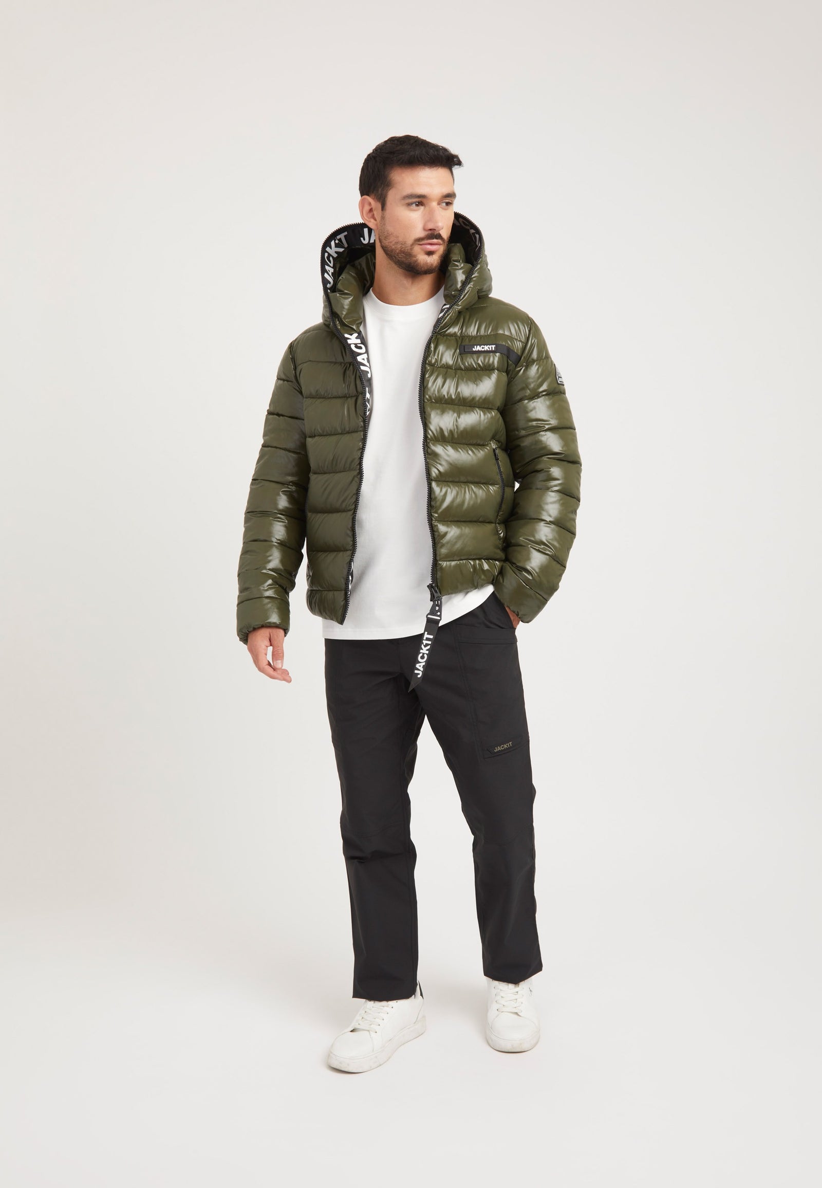 R3D Slick Racer Jacket Olive on model detail by JACK1T