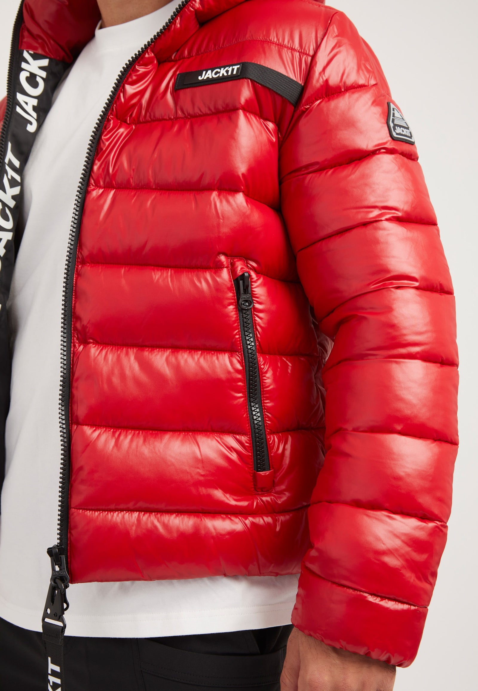 R3D Slick Racer Jacket Cherry Red detail shot by JACK1T