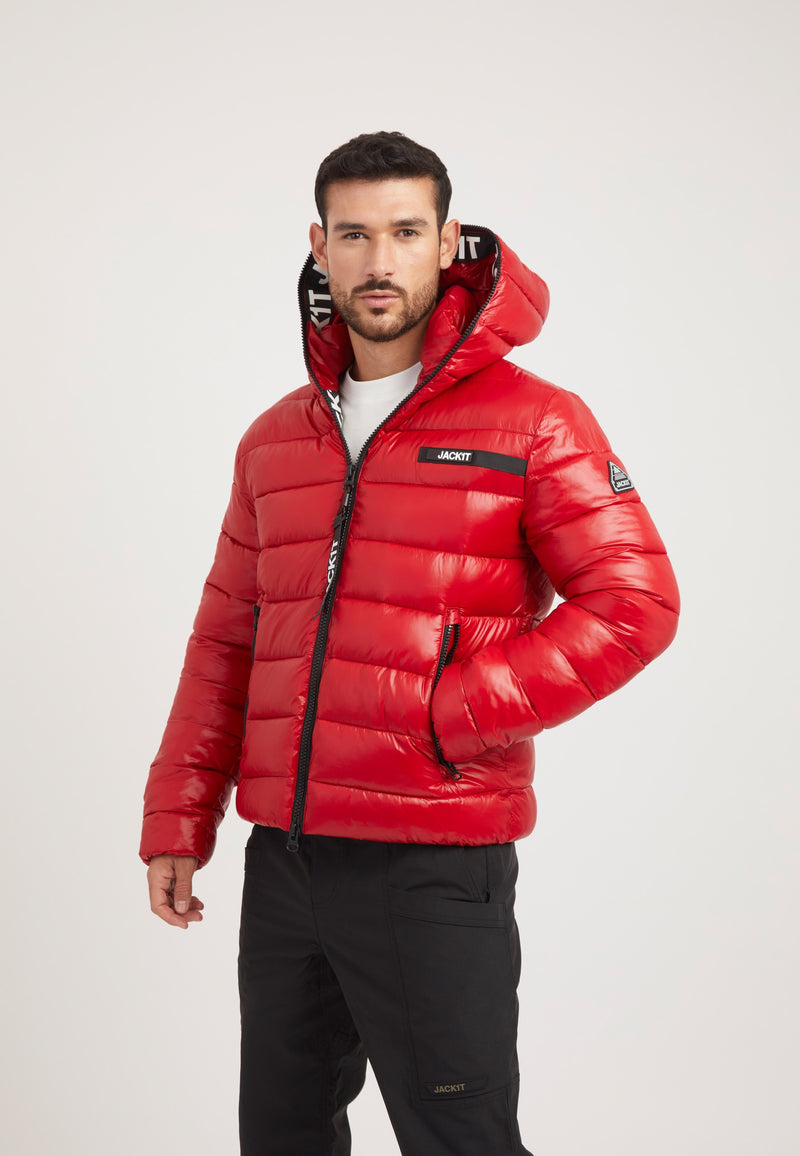 R3D Slick Racer Jacket Cherry Red on model front view by JACK1T