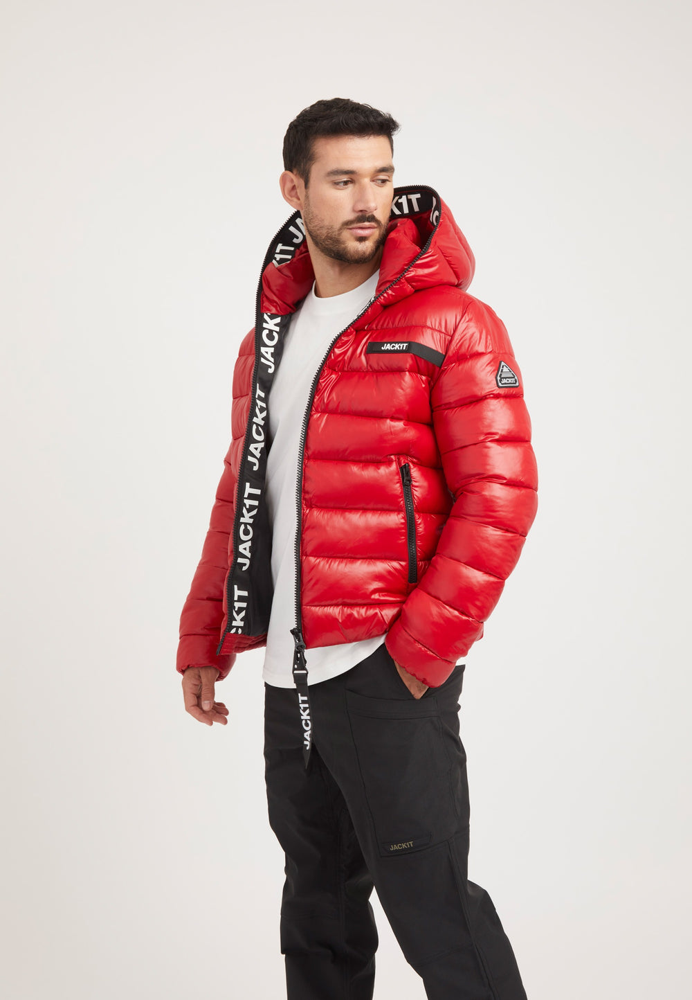 R3D Slick Racer Jacket Cherry Red on model back view by JACK1T