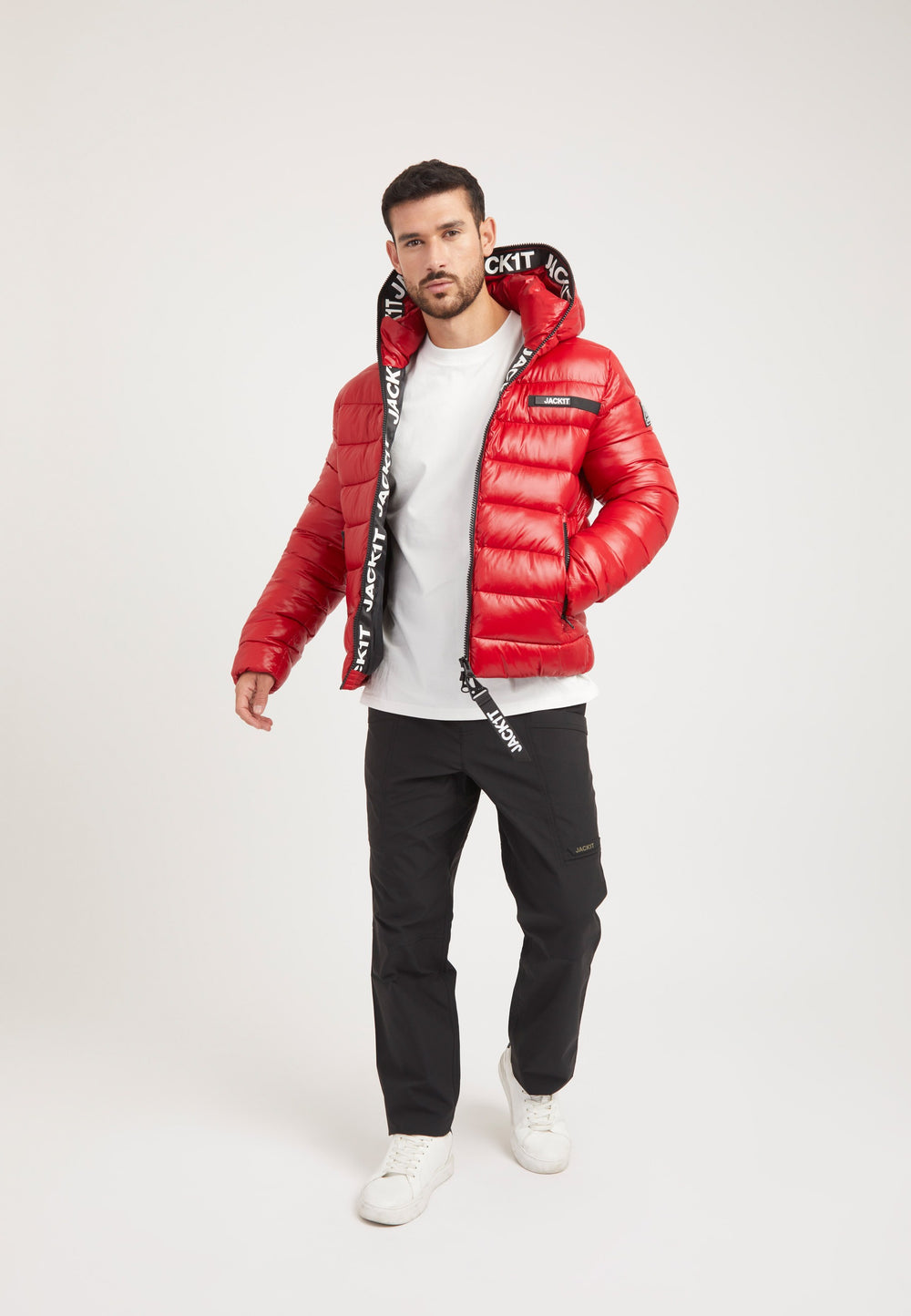 R3D Slick Racer Jacket Cherry Red on model detail by JACK1T