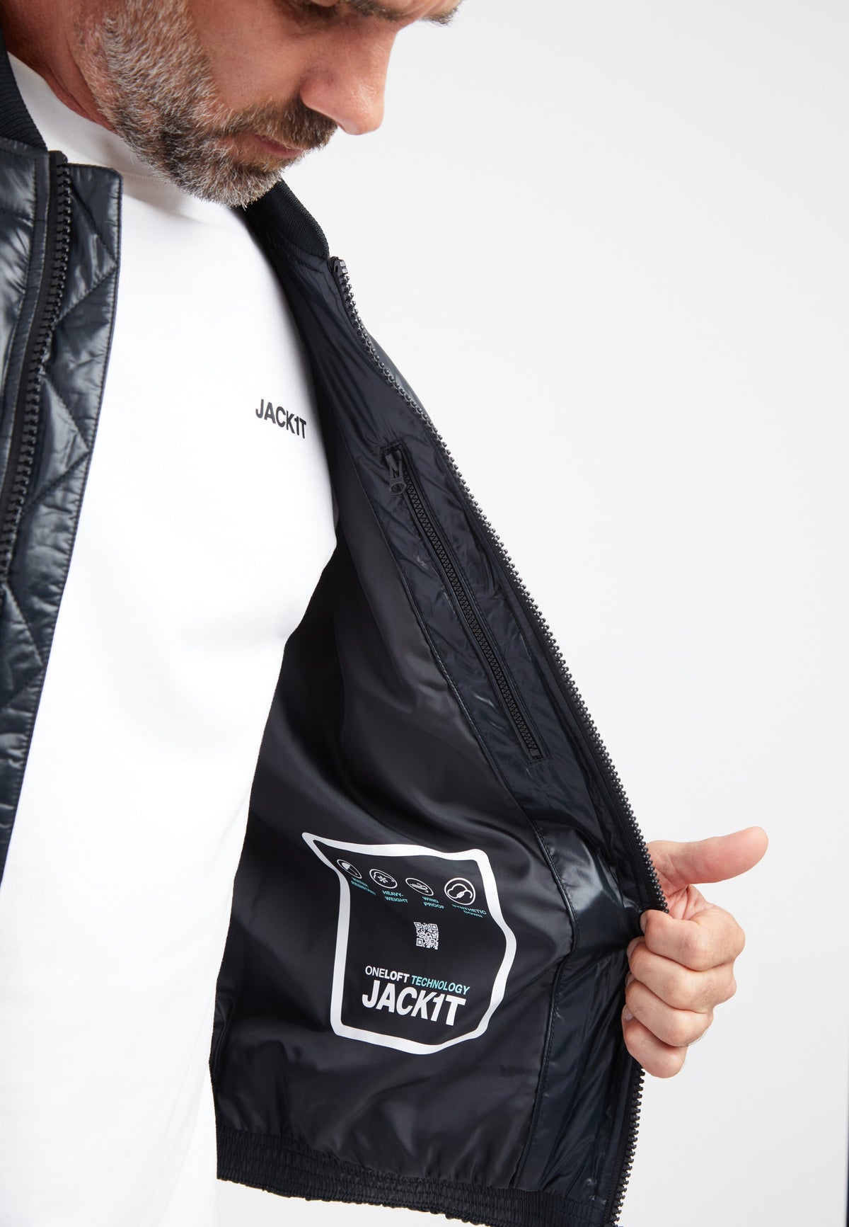Vortex Bomber Jacket Black detail shot by JACK1T