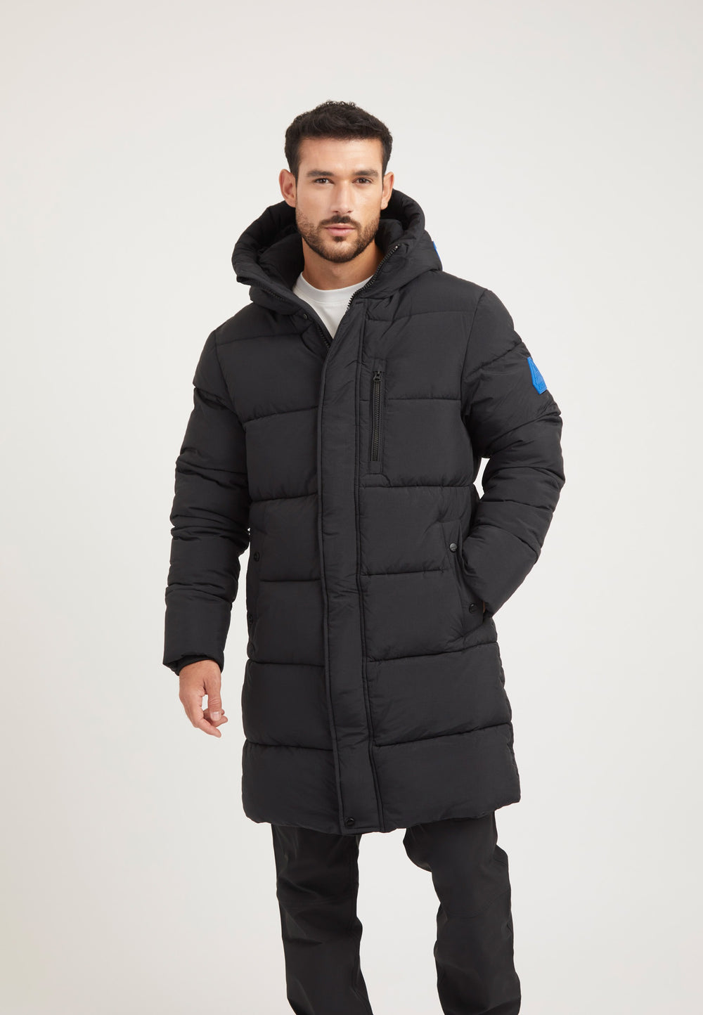 Nomad ONELOFT Parka Coat 2.0 Black on model front view by JACK1T