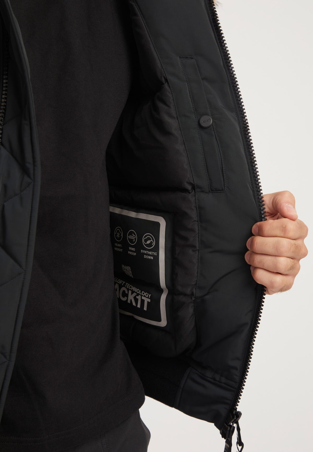 First Rescue Bomber Jacket Black detail shot by JACK1T