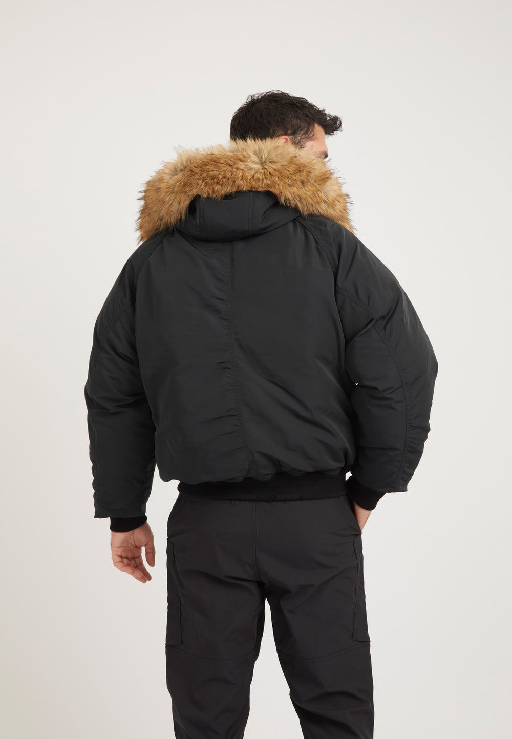 First Rescue Bomber Jacket Black on model full length by JACK1T