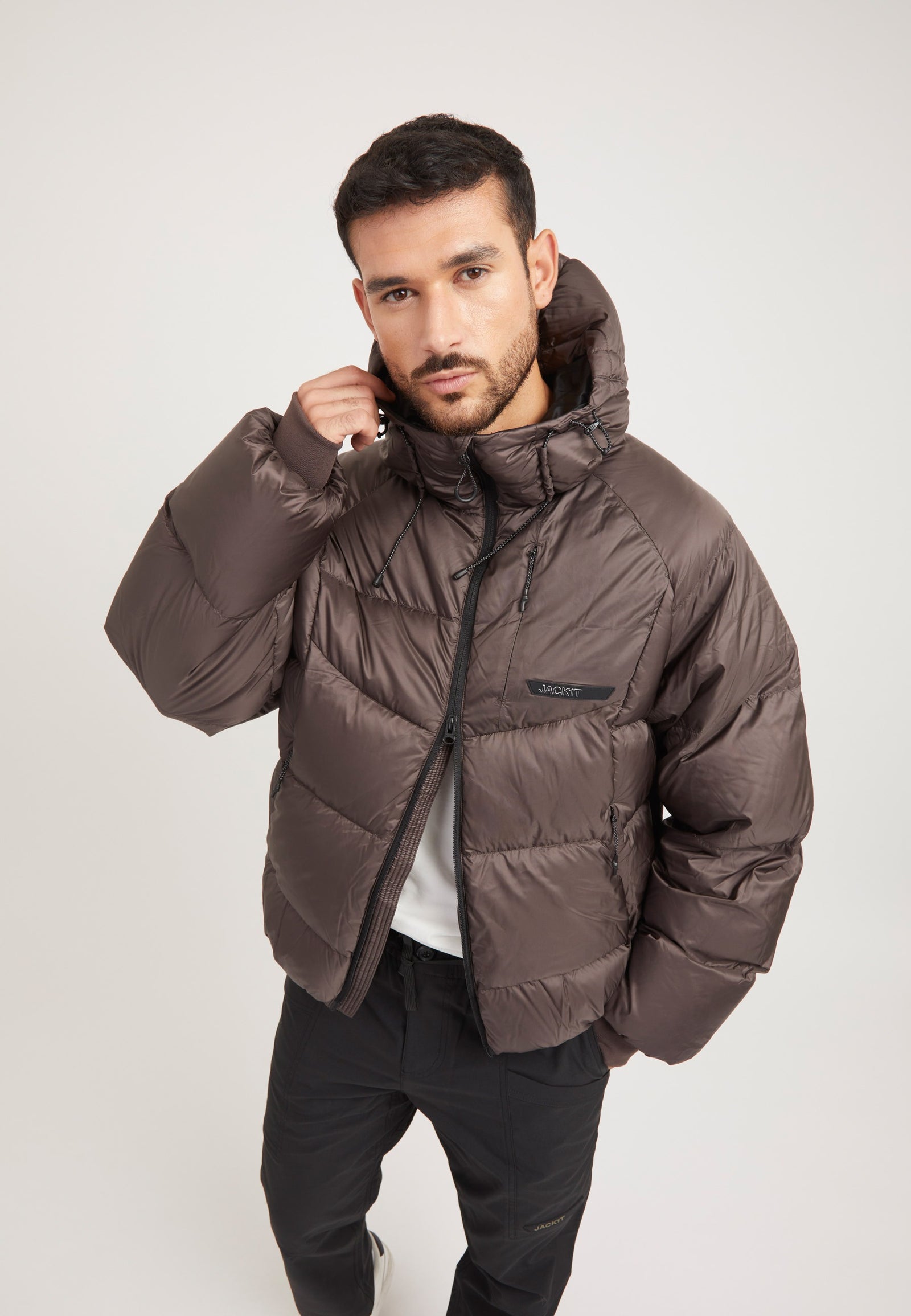 Bubble Jacket Mid Brown styled shot by JACK1T