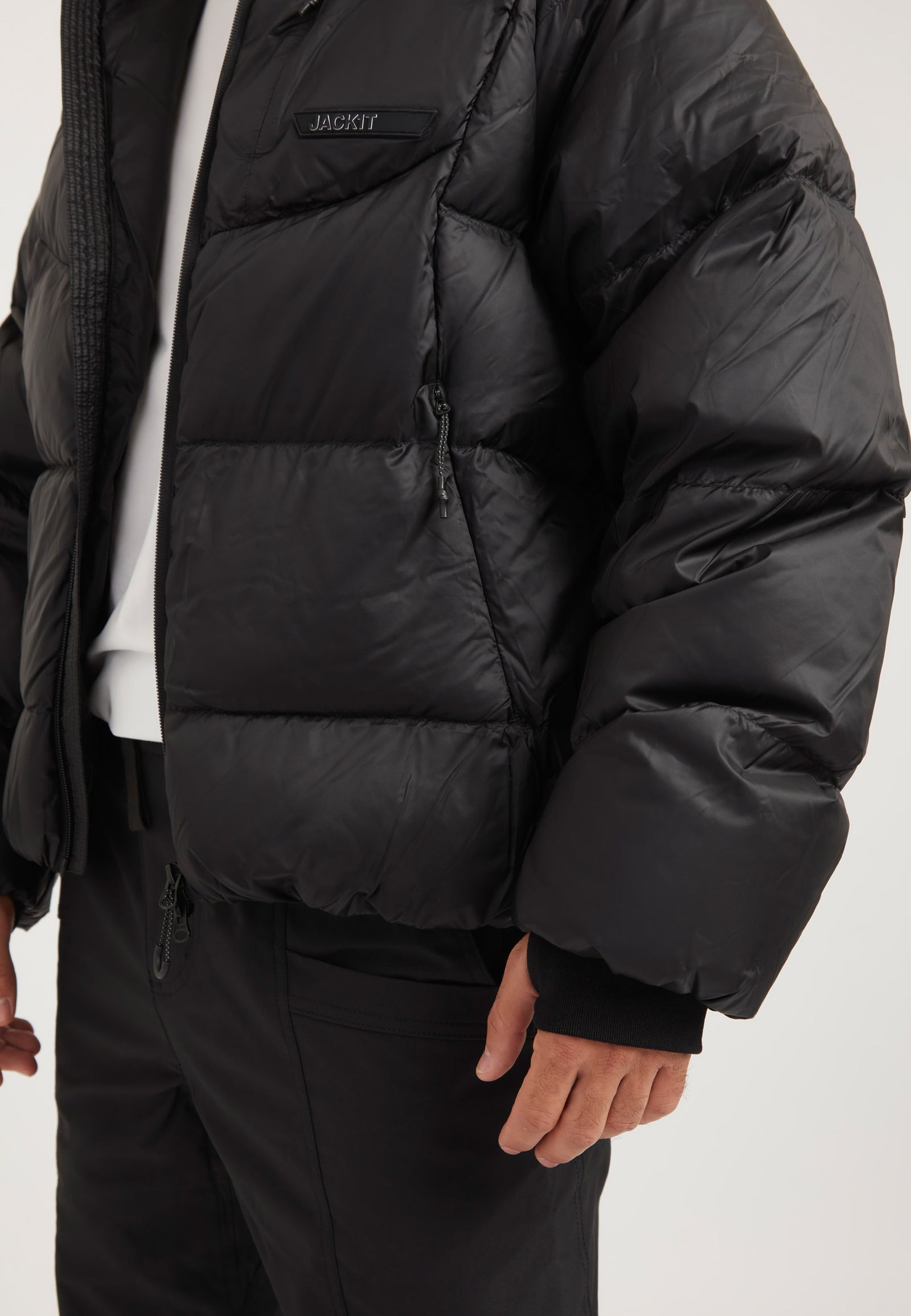 Bubble Jacket Black detail shot by JACK1T