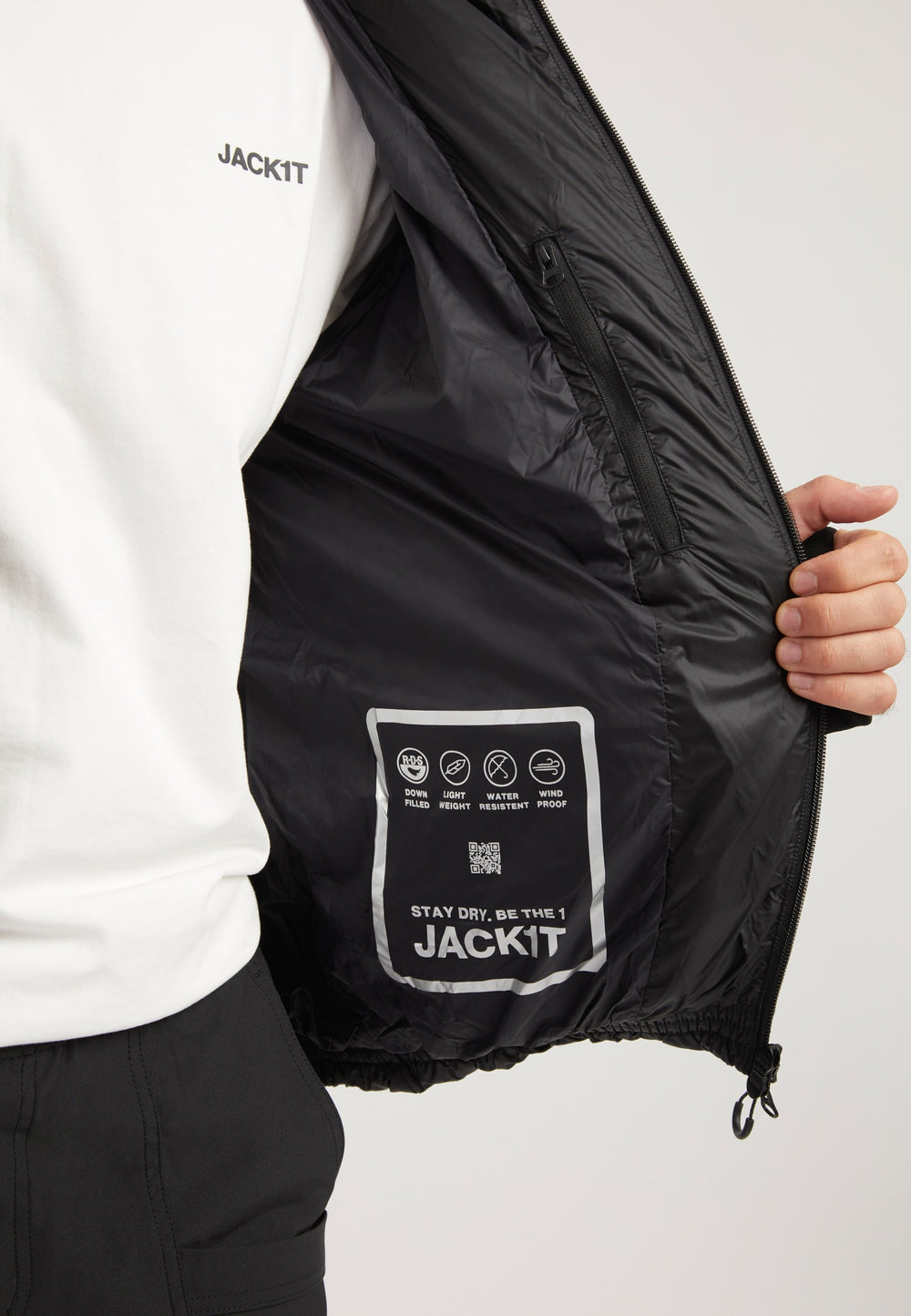 Bubble Jacket Black detail shot by JACK1T