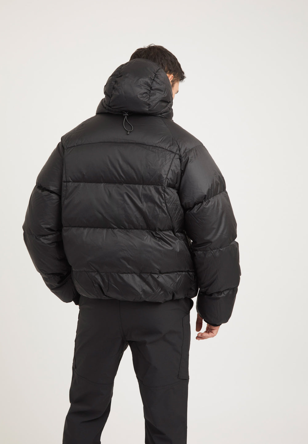 Bubble Jacket Black on model full length by JACK1T