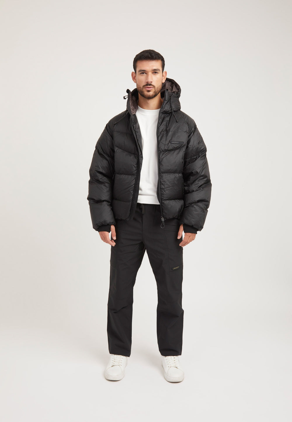 Bubble Jacket Black on model detail by JACK1T