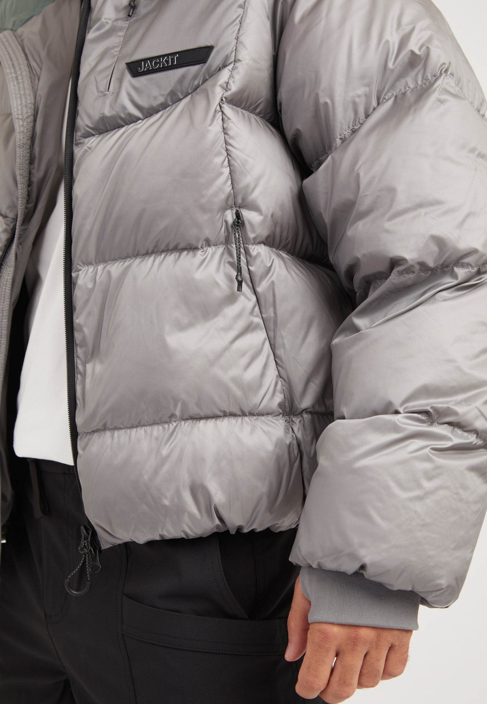 Bubble Jacket Grey detail shot by JACK1T