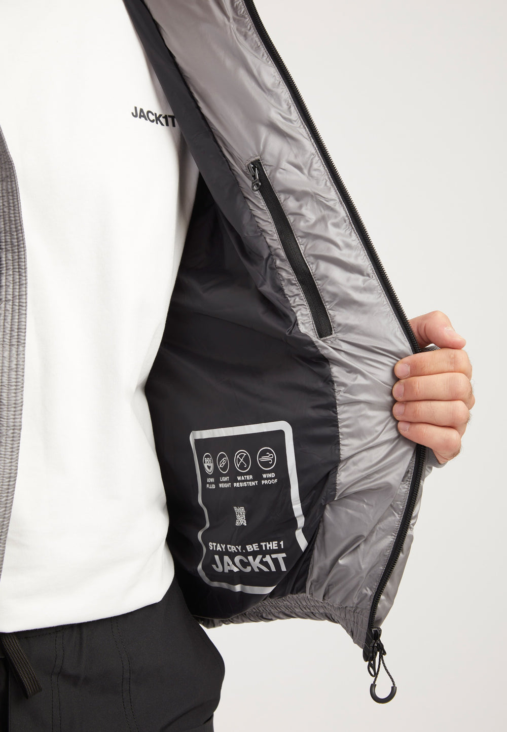 Bubble Jacket Grey detail shot by JACK1T