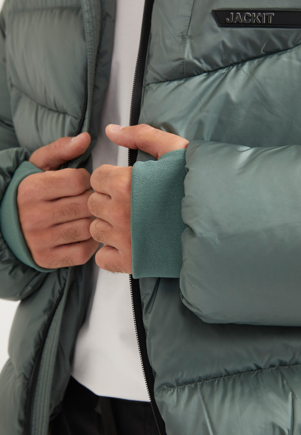 Bubble Jacket Green detail shot by JACK1T