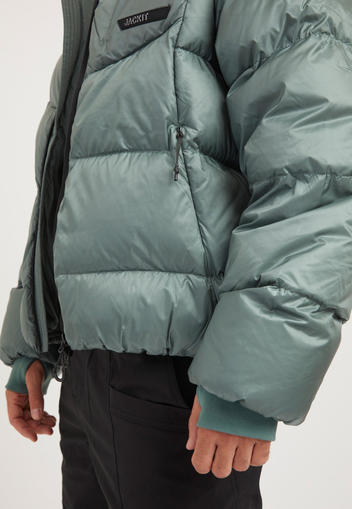 Bubble Jacket Green detail shot by JACK1T