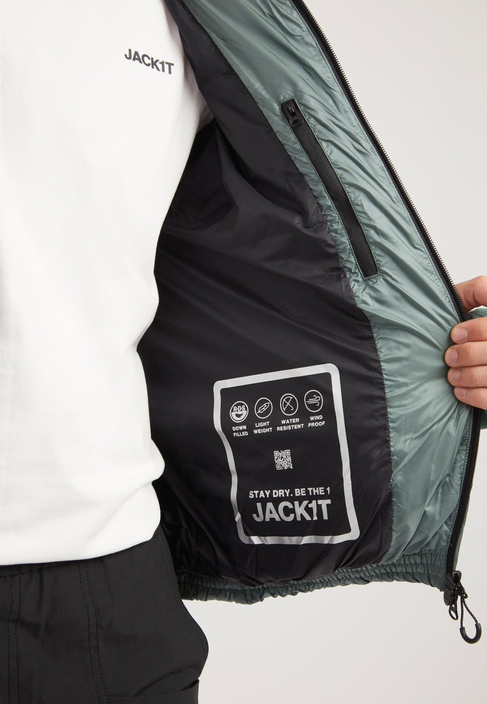 Bubble Jacket Green detail shot by JACK1T