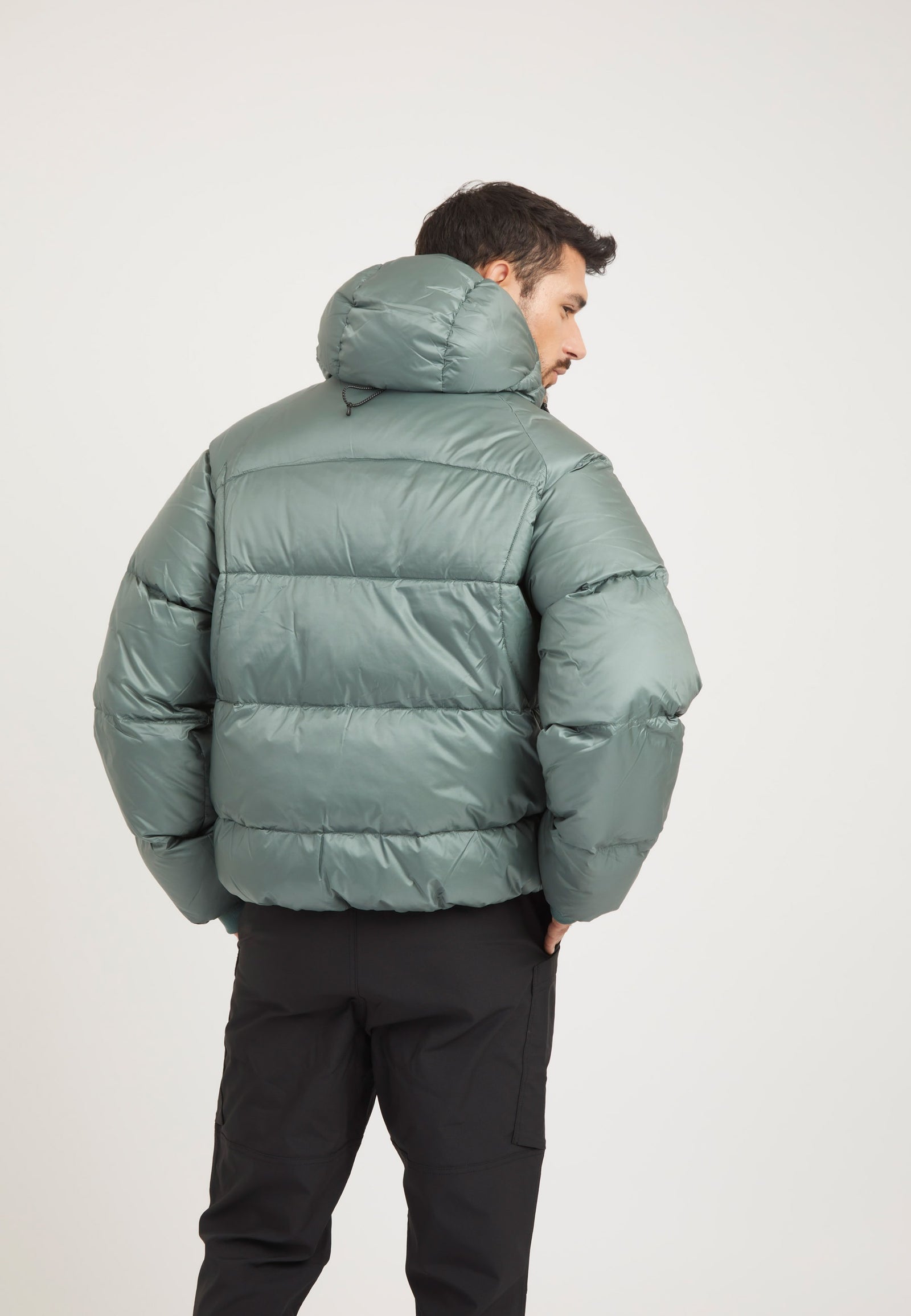 Bubble Jacket Green on model full length by JACK1T