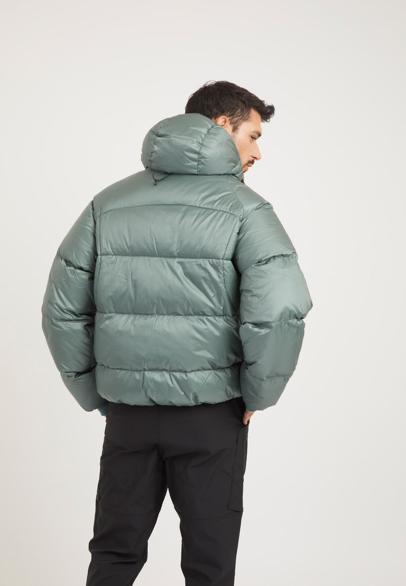 Bubble Jacket Green on model full length by JACK1T