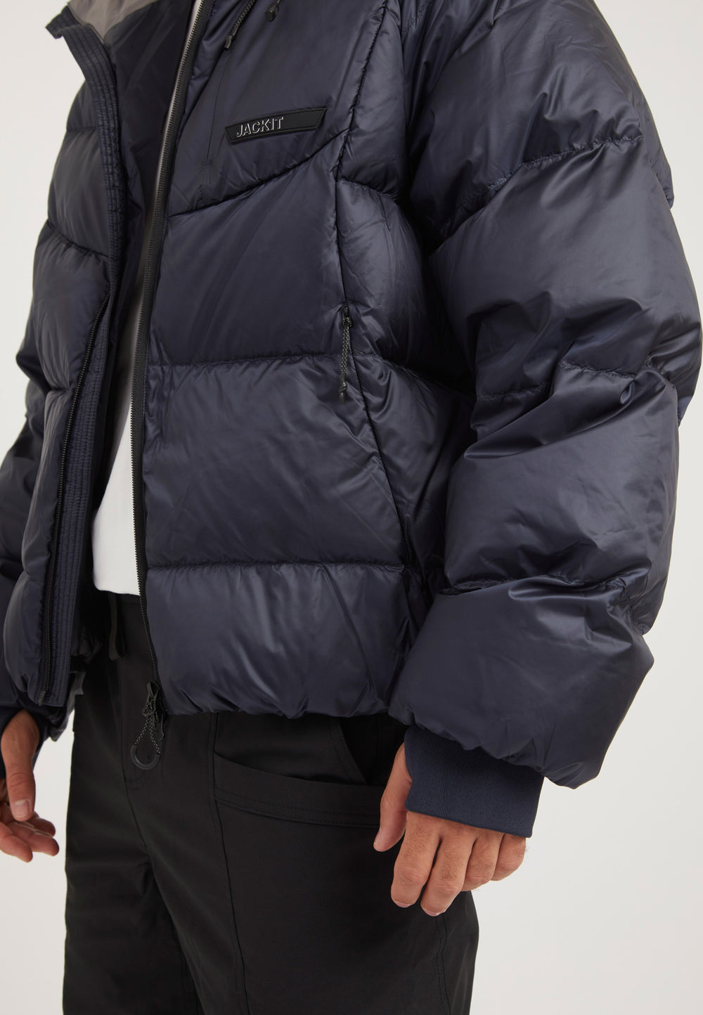 Bubble Jacket Navy detail shot by JACK1T