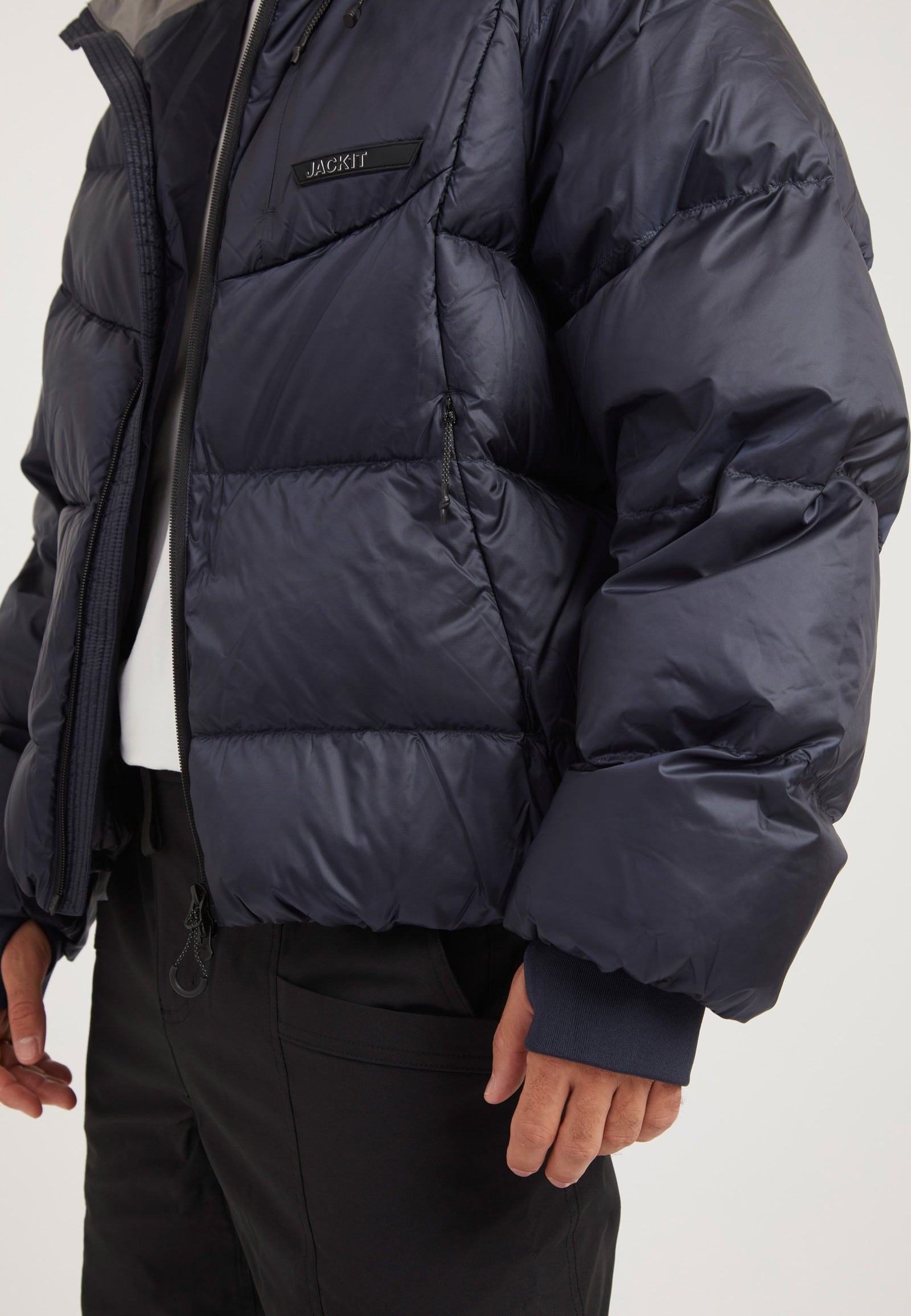 Bubble Jacket Navy detail shot by JACK1T