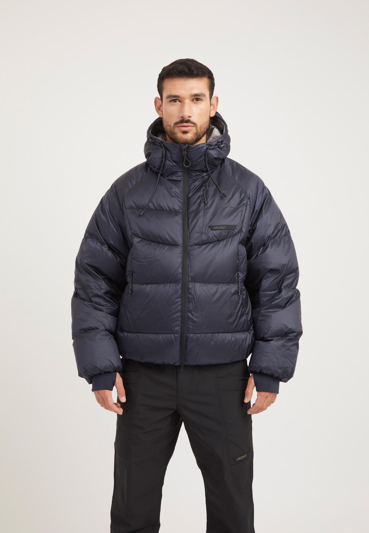 Bubble Jacket Navy on model front view by JACK1T