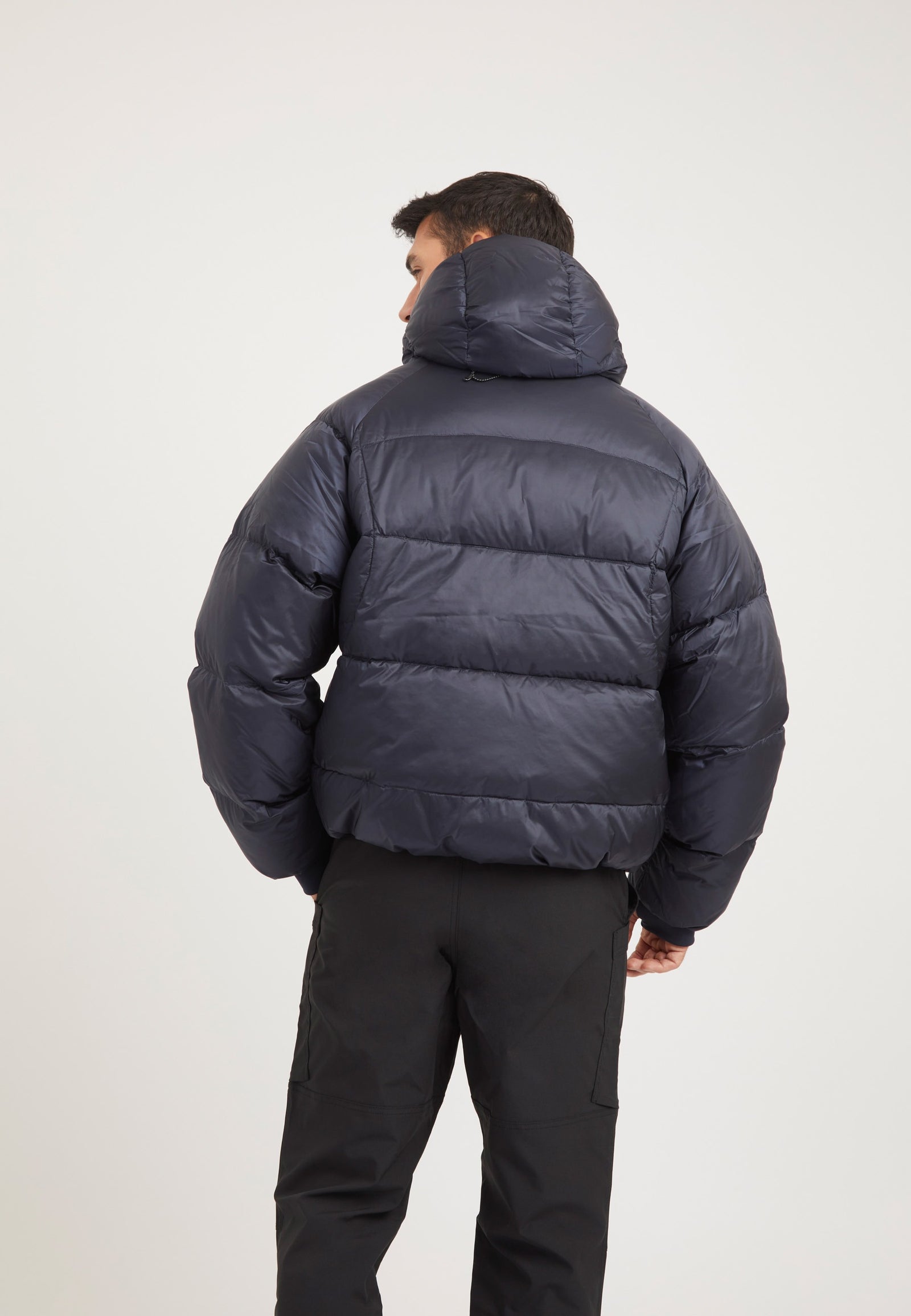 Bubble Jacket Navy on model full length by JACK1T