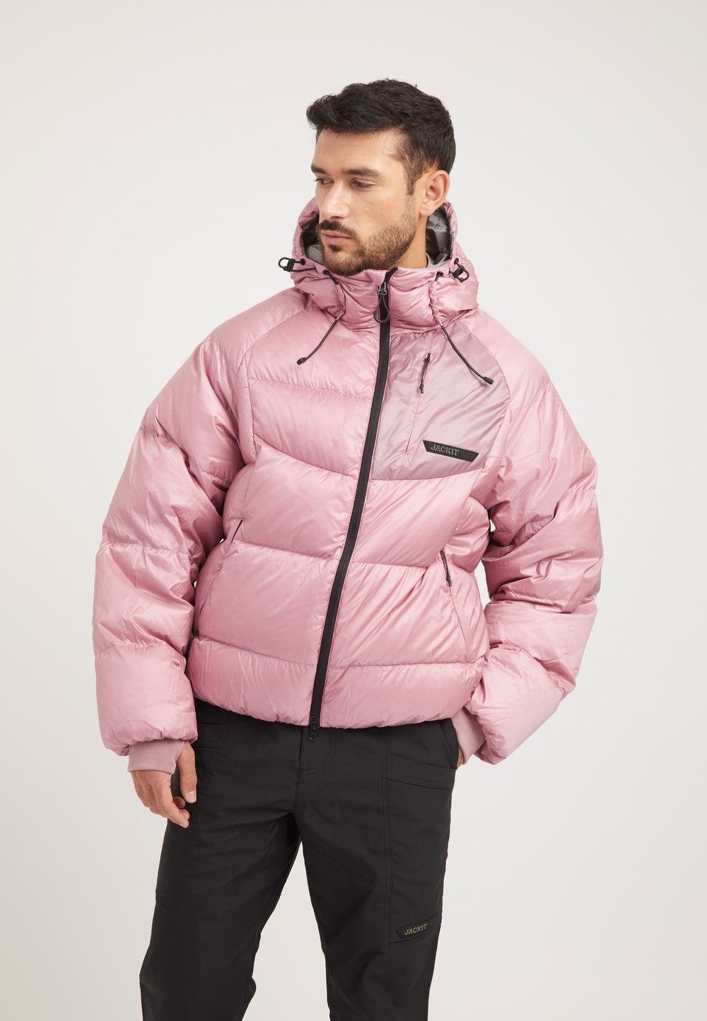 Bubble Jacket Pink on model front view by JACK1T