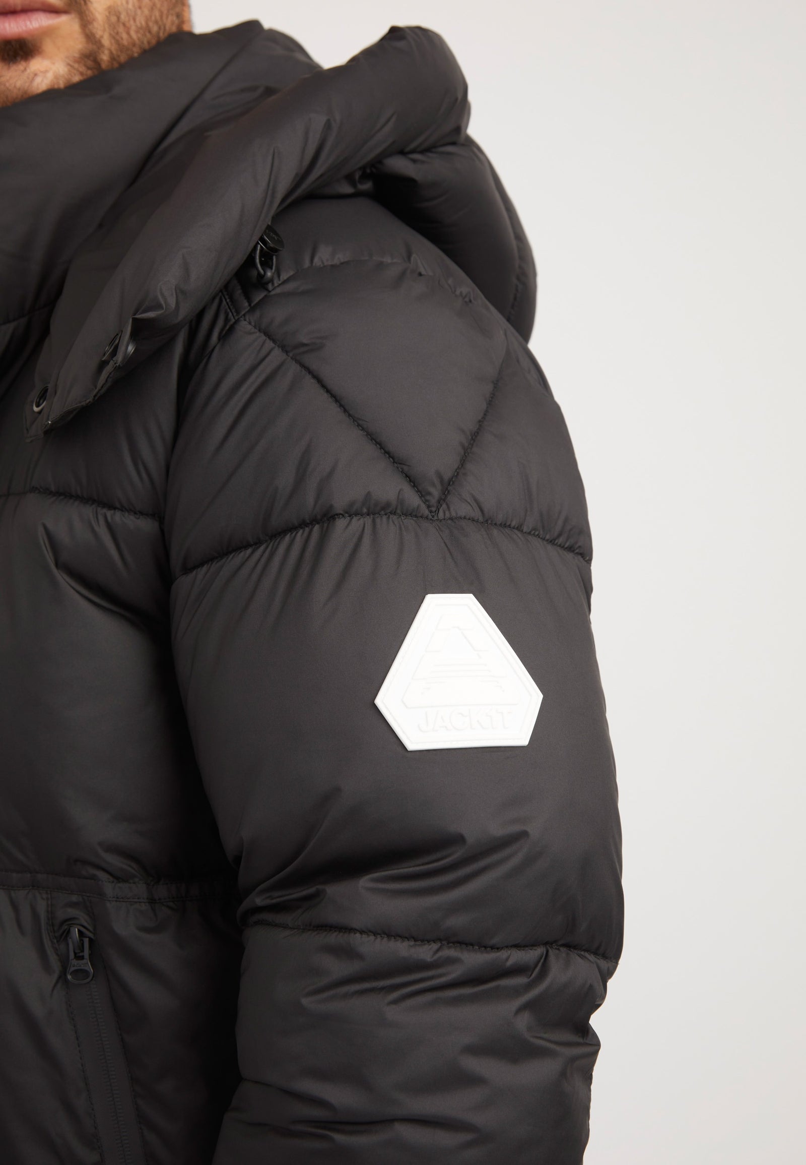EZ Water ONELOFT Puffer Racer Jacket Matt Black detail shot by JACK1T