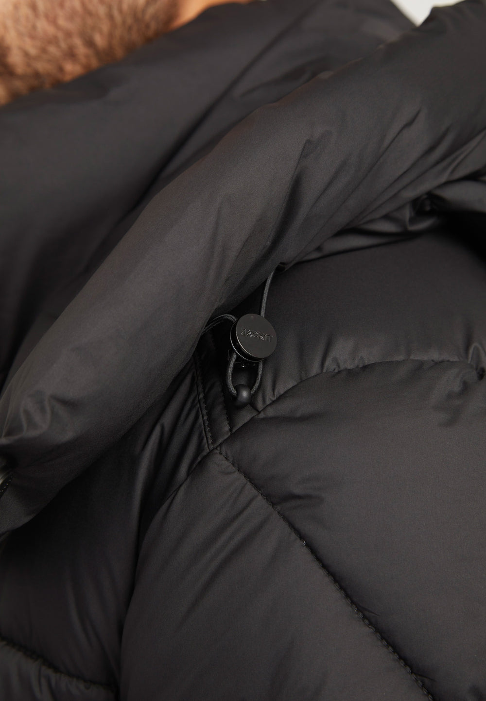 EZ Water ONELOFT Puffer Racer Jacket Matt Black detail shot by JACK1T
