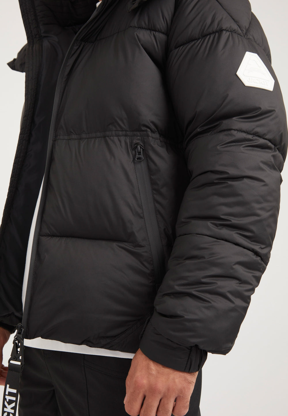 EZ Water ONELOFT Puffer Racer Jacket Matt Black detail shot by JACK1T